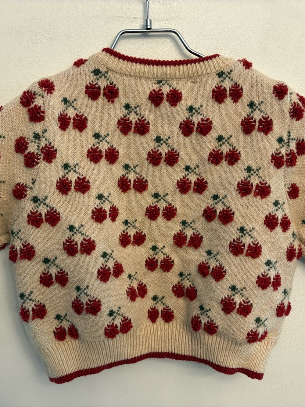 Cider Cream Sweater with Red Cherry Motif - Picture 4 of 4